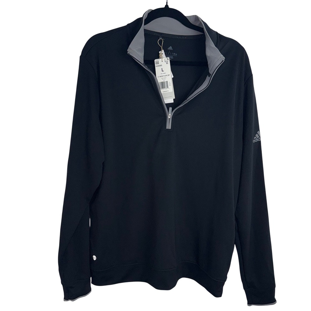 Adidas Mens Lightweight Quarter Zip Golf Pullover Black H54060 Large NWT